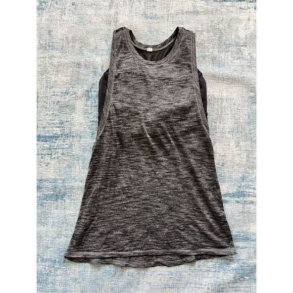 Lululemon Heathered Black / Black Work The Circuit Tank Athletic Tank Top Size 6 - Picture 3 of 7